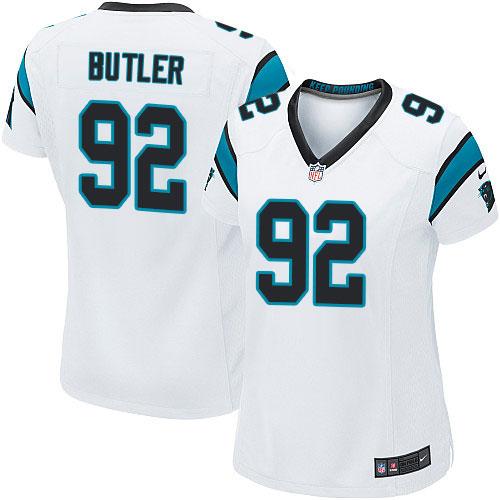 Nike Panthers #92 Vernon Butler White Women's Stitched NFL Elite Jersey - Click Image to Close